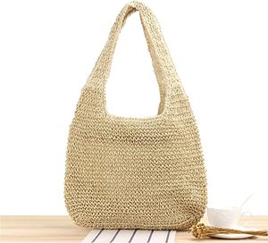 Sac fourre-tout en paille pour femmes grande capacité Shopping fourre-tout bohème sac à bandoulière voyage sac de plage avec doublure OEM - Product Image 3