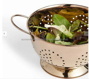 Passoire en acier inoxydable plaqué cuivre pour le lavage et le stockage des fruits et légumes, avec trous de conception personnalisée, ustensile de cuisine pour un usage quotidien - Product Image 6