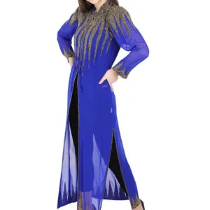 Damen Dubai 2024 bescheidene islamische Kleidung Türkei Abaya Kimono Türkei Handperlen bestickter Kaftan Abaya Front offener Stil