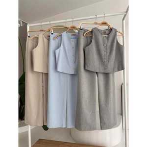 Conjunto de Poliviscosa con Rayas Flameadas 10178, Chaleco y Pantalones Plazzo en Tela de Franela - Product Image 3