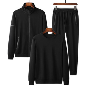 Ensemble deux pièces sur mesure de qualité supérieure pour hommes, survêtement de sport pour la salle de sport et l'entraînement, sportif, printemps, 100% coton, respirant, polaire - Product Image 1