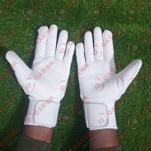Correa de cuero de vaca Puño Color blanco Antideslizante Agarre fuerte Guantes de bateo de béisbol para juegos de béisbol - Product Image 4