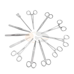 Jackbilly ชุดอุปกรณ์ผ่าตัดขนาดเล็ก13ชิ้น, ชุดเครื่องมือผ่าตัดทำจากสเตนเลสสตีลสำหรับการเย็บแผลและตกแต่งแผล - Product Image 1