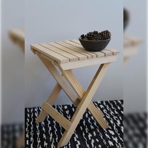 WELL HOME Taburete de Pescador de Madera Sin Barnizar, Silla de Jardín 33x22x36 cm - Product Image 6