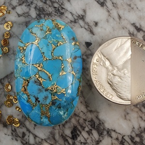 Cabujón liso de forma ovalada turquesa de cobre azul Natural para la fabricación de joyas tamaños libres crear anillos de piedras preciosas DIY piedra natal - Product Image 5