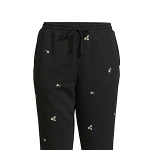 Nueva llegada OEM diseño personalizado bordado impresión ropa de mujer Pantalones 100% algodón cordón cintura negro Pantalones - Product Image 4