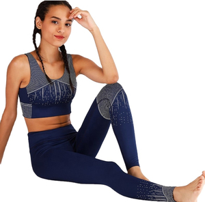 Vente en gros d'ensembles de gymnastique en deux pièces avec logo personnalisé pour femmes combinaisons de sport de yoga respirantes à motif uni legging vêtements de fitness pour femmes - Product Image 6