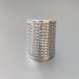 Fashionable Trendy <b>Silver</b> <b>Ring</b> (9.5 Grams) Gold Plated Inlay Modern Style Gift for Children - Product Image 1