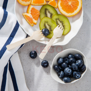 Fourchette en bois jetable de haute qualité de 95mm ustensiles compostables de Style Simple biodégradable pour le dîner de fête et le camping - Product Image 2