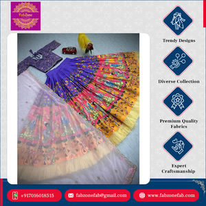 Lehenga Choli de algodón para mujer, estampado Kalamkari de calidad superior con hilo de bordar - Product Image 2