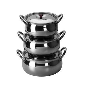 Juego de Utensilios de Cocina de Acero Inoxidable de Primera Calidad, 3 Piezas con Tapas de Vidrio, Resistentes al Óxido, Forma Redonda Plateada para Cocina Casera - Product Image 2