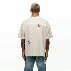 Wholesale Men's Cropped <b>Box</b> Fit T-Shirt 100% Cotton Breathable Boxy Oversized Design <b>Drop</b> Shoulder Heavy Weight Jersey Fabric - Product Image 2