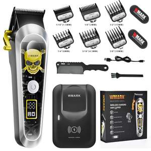 Tondeuse à cheveux professionnelle sans fil/filaire haute vitesse pour hommes avec écran LCD, 6 guides de coupe, réglable, en français, cadeau pour homme - Product Image 1