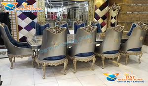 Ensemble de Table à manger 6 places en bois de teck de qualité supérieure, finition noire brillante - Product Image 4