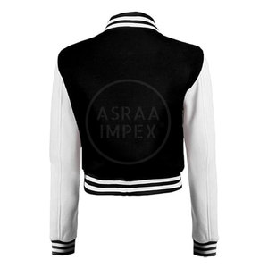 Veste Letterman surdimensionnée à col montant pour femme Matériau tricoté durable Confortable et respirant - Product Image 4