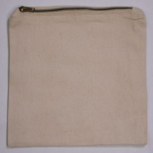 Custom Logo Printed 100% Recycled Cotton Canvas Zip Pouch <b>Bag</b> Natural Gold Zipper for Cosmetic Products <b>Makeup</b> Gift Packaging - Product Image 1