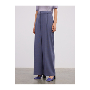 Pantalon large anti-rides indigo plissé avec taille élastique non doublé - Product Image 5