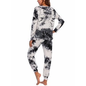 Conjunto de chándal de felpa francesa para mujer Tie-Dye de gran tamaño, pantalones de chándal con capucha y diseño estampado para la temporada de otoño - Product Image 4