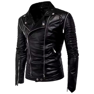 Blouson de moto pour homme, élégant, protecteur, réglable, en cuir véritable et toile, écologique, séchage rapide, haute qualité, hiver, devant - Product Image 3