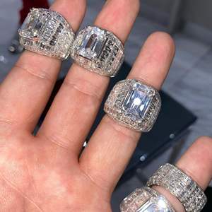 Anillo de Moissanita para Hombre, Estilo Hip Hop, Personalizado, Plata 925, con Incrustaciones de Diamantes VVS, Engaste de Puntas, Baño de Rodio, 15g - Product Image 3