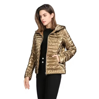 Chaqueta Acolchada Dorada y Blanca para Mujer, Otoño, Impermeable, Satén, Bordado, Diseños Personalizados, Alta Calidad, Transpirable, Ecológica