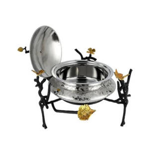 Classic Decorative Chaffing Dish Superior Quality Metal Stainless Steel Chaffing Dish With Designer Stand by Indian Metal World - Product Image 2