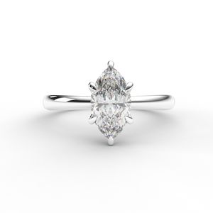 Bague de fiançailles solitaire en diamant de laboratoire taille marquise certifié IGI en or jaune/blanc et or rose 9 carats - Product Image 1