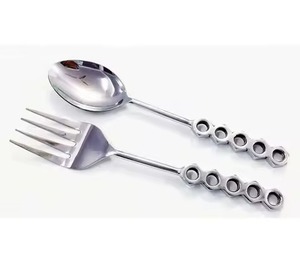 Produit écologique de conception d'ensemble de serveur de salade poli par miroir d'acier inoxydable le meilleur - Product Image 1