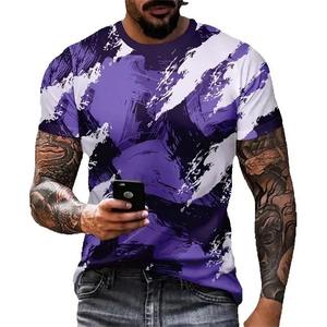 100% tricoté coton imprimé motif nouvelle tendance décontracté polyvalent personnalité hommes 3D imprimé T-shirt mode motif abstrait - Product Image 2