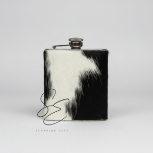 Petaca Portátil de Acero Inoxidable de 7oz con Funda de Cuero Genuino, Estilo Rústico Occidental, Personalizable para Whisky y Licores - Product Image 1