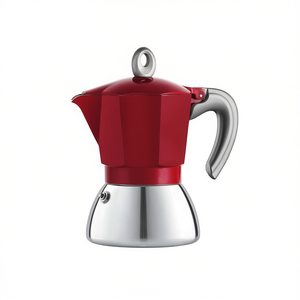 Cafetera Moka de Aluminio de 6 Tazas con Cromo y Rojo, Compatible con Inducción, Modelo 0006946 NP - Product Image 2