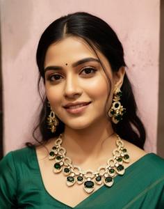 Collier pendentif halo vert émeraude magnifique de fournisseur indien avec un ensemble de boucles d'oreilles assorties pour les tenues de mariage au prix d'exportation - Product Image 3