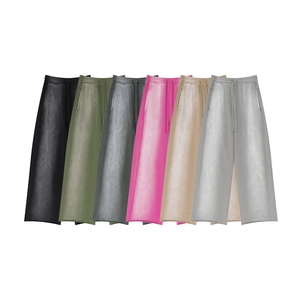 Pantalons de survêtement en molleton français à jambe large, surdimensionnés, délavés à l'acide, personnalisés pour hommes, poids lourd 370GSM, streetwear - Product Image 3