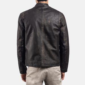 Chaqueta de cuero de bombardero de piel de cordero genuino para hombres con cuello levantado Opciones de color amigables con la motocicleta - Product Image 6