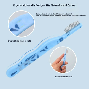 Fine-tooth Pet Flea lược với lời khuyên tròn trên khuôn mặt chải chuốt công cụ có tính năng ABS & thép không gỉ và cong Ergonomic xử lý - Product Image 5