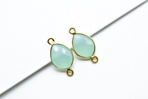 925 plata esterlina 9x12mm Natural Aqua Calcedonia Checker bisel ajuste doble bucle enlace encanto conectores hacer joyería - Product Image 2