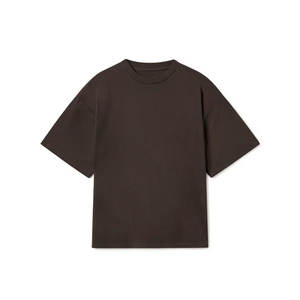 OEM personalizado 100% algodón 300GSM ácido lavado camiseta de talla grande serigrafía de gran tamaño hombres camisetas marrón - Product Image 1