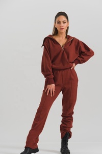 Fabricante de chándal para mujer, chándal de otoño con puños y logotipo personalizado para mujer 2024 - Product Image 5