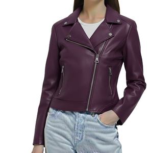 Size All Luxury <b>Women's</b> <b>Winter</b> Jacket Custom Design New Style Genuine Real Leather Premium Plain Stand Collar Zipper Closure - Product Image 2