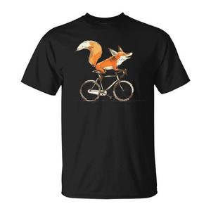 T-shirt vintage renard sur vélo – Adorable renard cycliste sur bicyclette – T-shirt promotionnel vintage renard sur vélo - Product Image 1