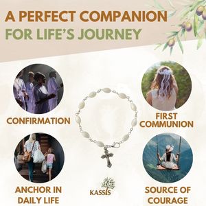 Bracelet artisanal en nacre avec croix 6 cm, bijoux chrétiens, cadeau religieux, vente en gros de Bethléem - Product Image 5