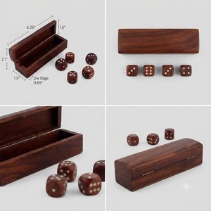 Wooden Dice <b>Box</b> <b>With</b> <b>Lid</b> Rectangular Shape Minimalist Design Polished Finish Storage For <b>Small</b> Items - Product Image 4