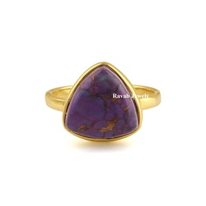 RJR00192 Bague Fine 925 Eternity Vermeil Custom Made Mohave Violet Cuivre Turquoise 12mm Trillion Femmes Gemstone Solid Sterling - Product Image 3