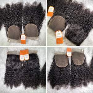 Meilleure vente paquets de trame bouclés birmans vietnamiens assortis fermeture à dentelle suisse 100% extensions de cheveux humains - Product Image 4