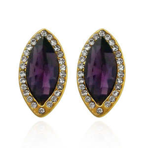Boucles d'oreilles Kriaa Fine Stud Plaqué Or Violet Pierre Autrichienne Lot de 6 - Product Image 1