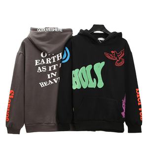 เสื้อมีฮู้ดผ้าฟลีซสำหรับผู้ชายผ้า3D พัฟพิมพ์ลายสีทึบเสื้อสวมหัวทรงโอเวอร์ไซส์งานตามสั่งสำหรับฤดูหนาว - Product Image 1