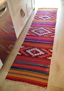 Alfombras acolchadas geométricas tejidas a mano modernas turquesa y rojas para decoración del hogar - Product Image 2