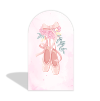 Toile de fond personnalisée pour arche de fête d'anniversaire sur le thème de la ballerine avec nœud rose pour la décoration de fête
