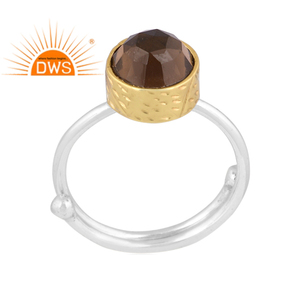 Latest trending fine sterling silver natural Smoky <b>Quartz</b> gemstone stackable <b>ring</b> custom jewelry manufacturer - Product Image 1