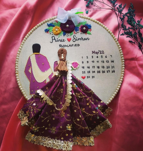 Tarjetas de boda de organza hechas a medida 100% algodón GUARDAR LA FECHA con estilo bordado a mano para reventa - Product Image 4